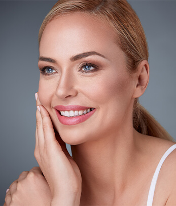 smiling woman with wrinkle free skin